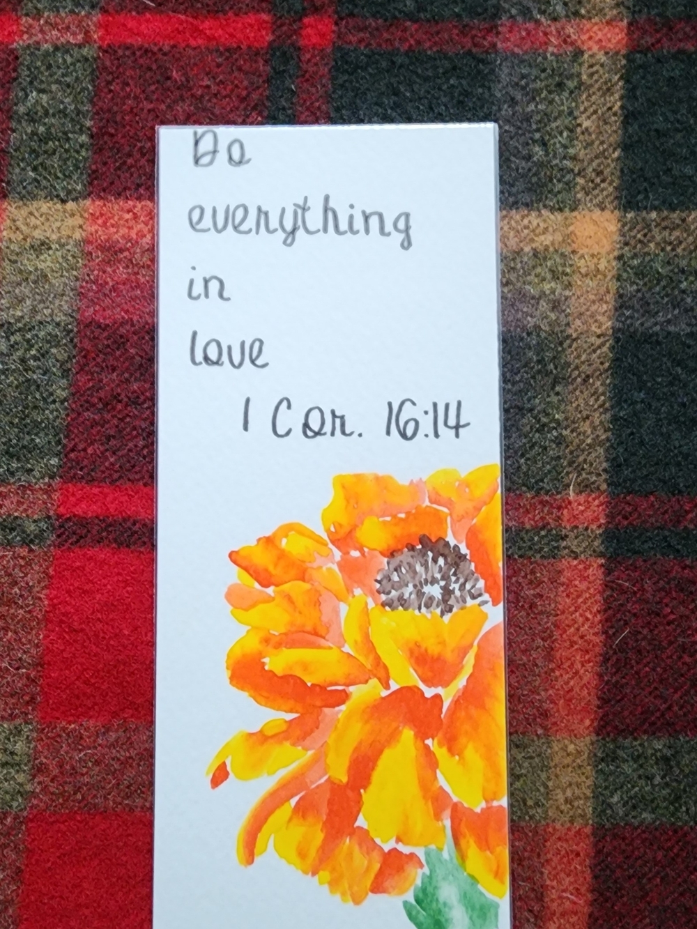 Hand-Painted Floral Bookmark with Bible Verse
